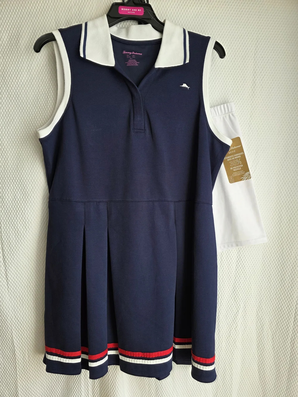 NWT Tommy Bahama Active Pleated Golf Tennis Dress w/ Shorts Navy Blue Size L